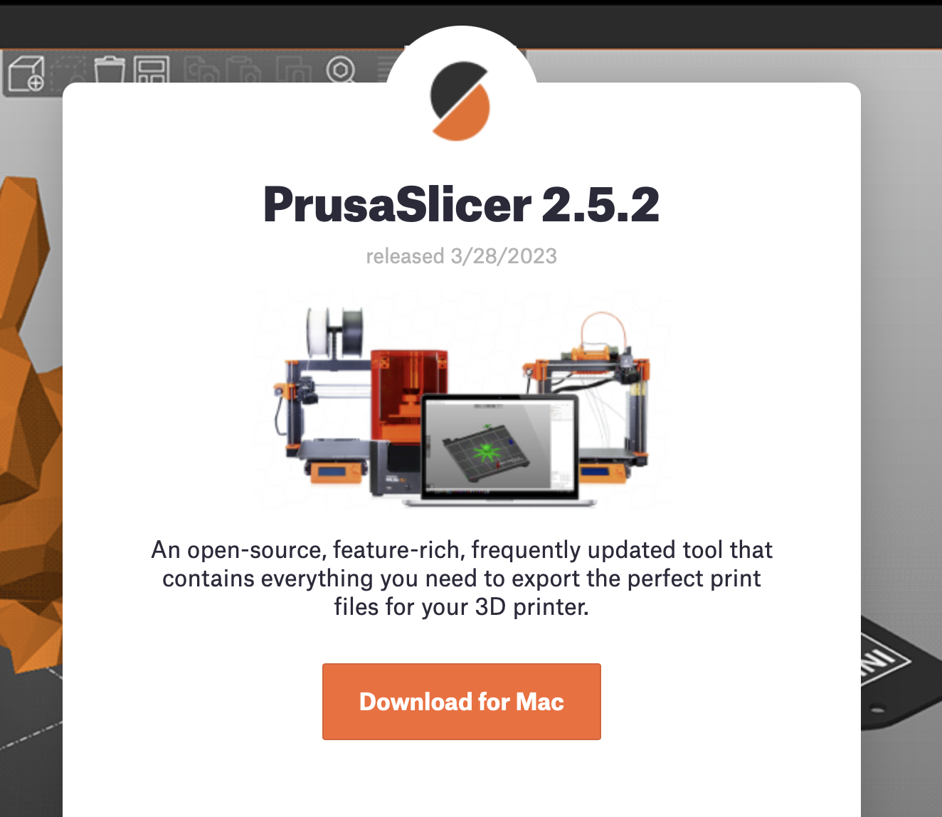 PrusaSlicer download website screenshot